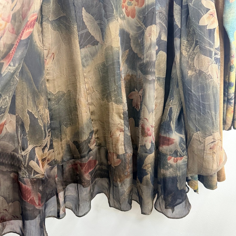 Soft Surroundings XL Floral Bird Print Duster Cardigan Kimono Open Front - Picture 4 of 8